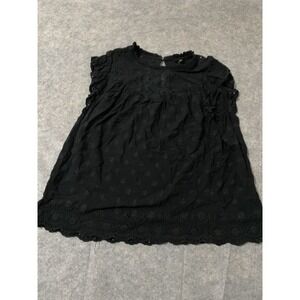 Torrid 5 Leaves Flowers Flutter Sleeve Top Size 2 Black Sleeveless